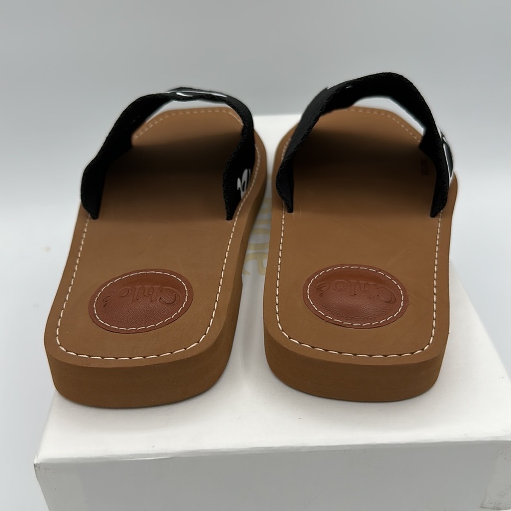 Chloe Woody Logo Slide Sandals Black Size 35 EU / 5 US NIB - Picture 4 of 10